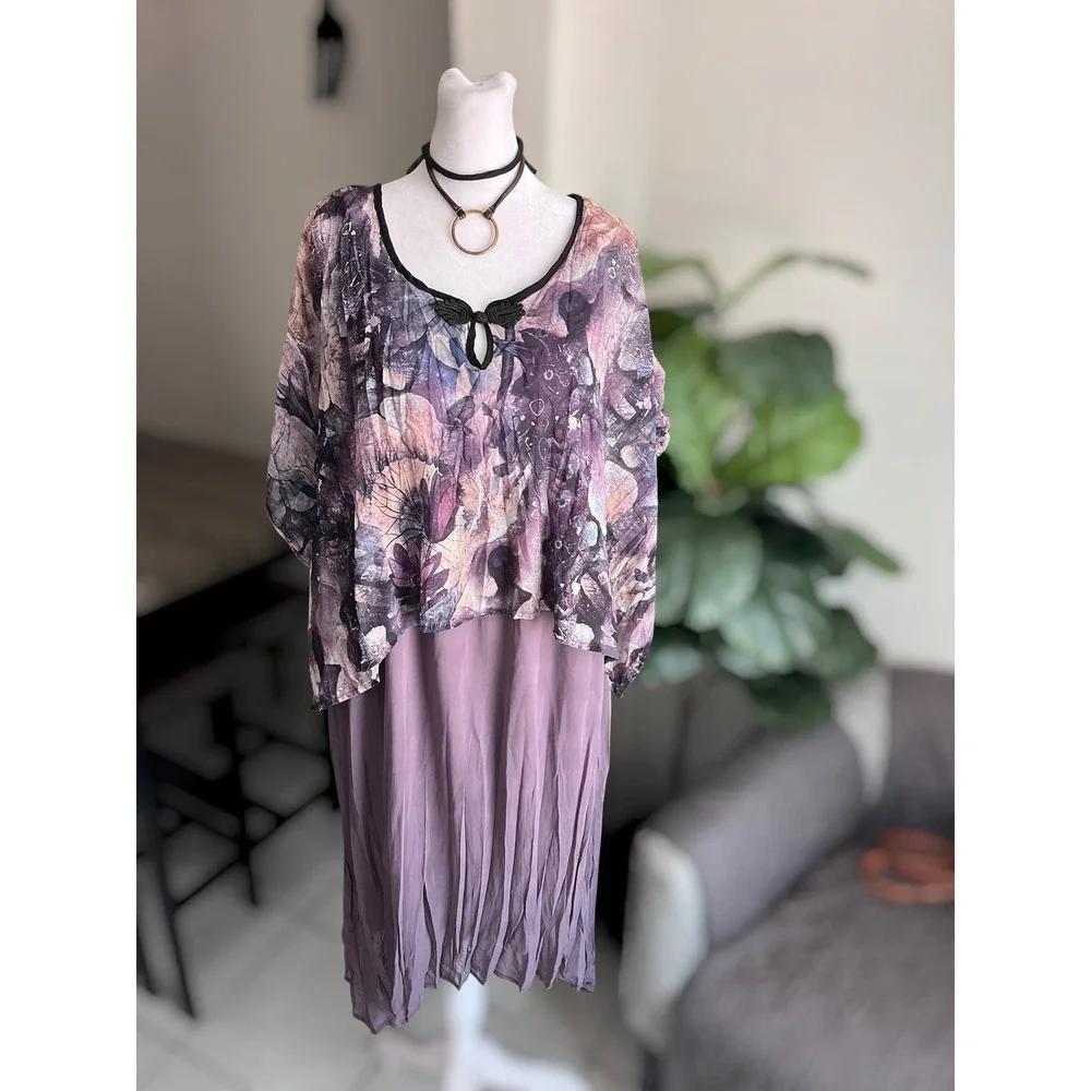 Pretty Angel Women Size L Silk Blend Layered Dress